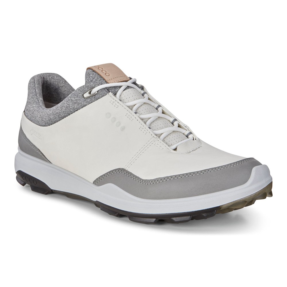 ECCO Mens Golf Shoes White/Grey - Biom Hybrid 3 Gtx - HIS-538726